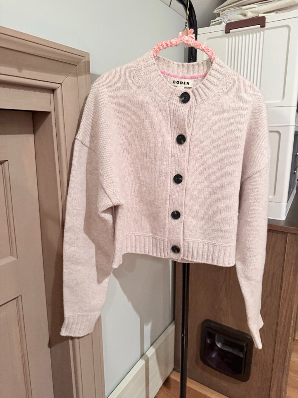 Boden 100% Wool Cropped Button Cardigan Beige S